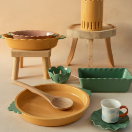 Yellow & Green Ceramic Baking Set