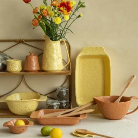 Speckled Terracotta Ceramic Serving Set