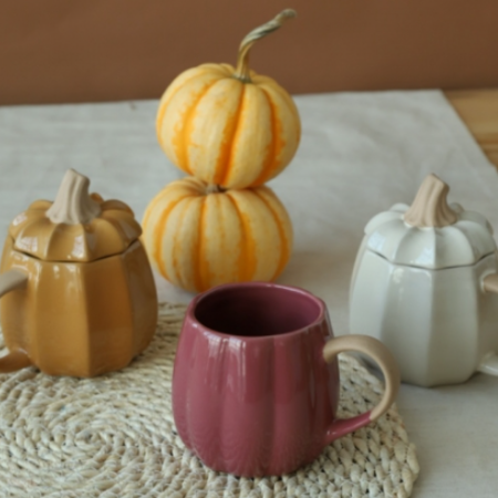 Rustic Pumpkin Ceramic Mug Set