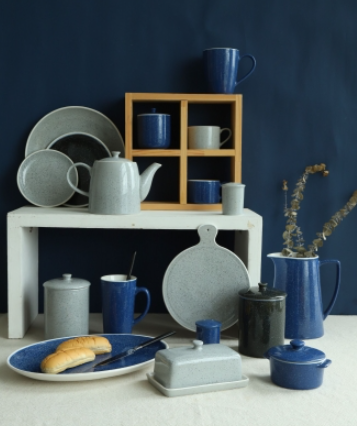 Speckled Blue Grey Ceramic Dining Collection