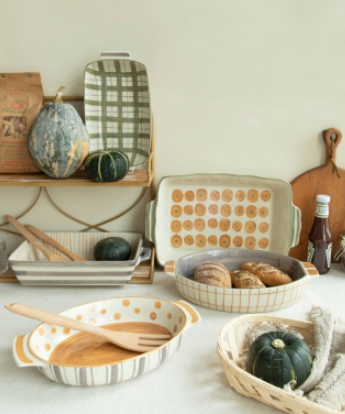 Country Grid Ceramic Bakeware Set