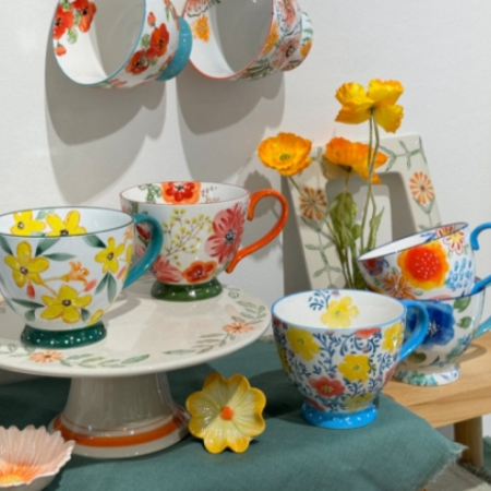 Vibrant Wildflower Ceramic Mugs