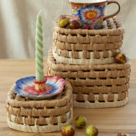 Gradient Floral Ceramic Candlestick