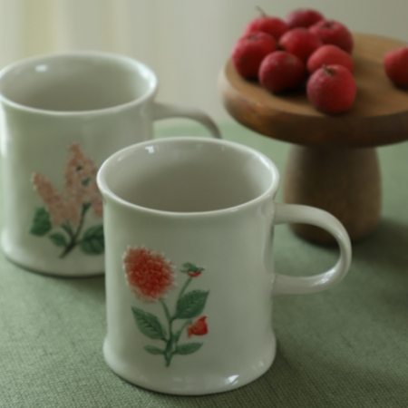 Vintage Embossed Floral Ceramic Mug