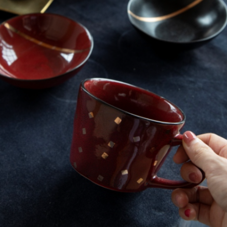 Red Gold Flake Ceramic Mug