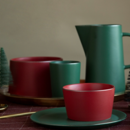 Christmas Red & Green Matte Ceramic Tableware