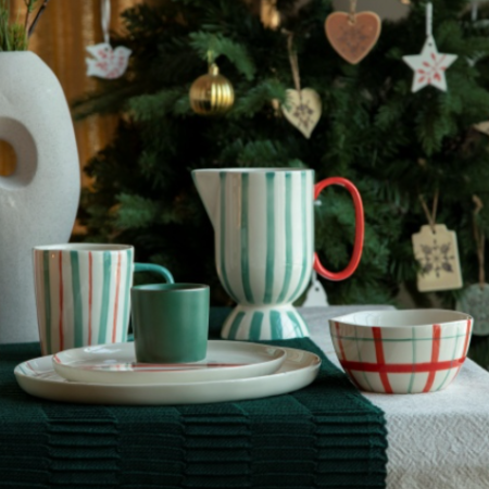 Christmas Stripe Plaid Ceramic Tableware