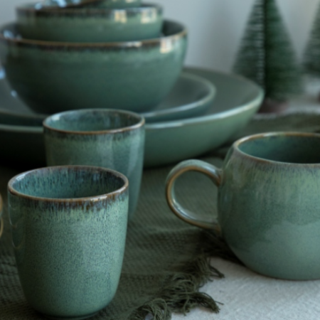 Moss Green Reactive Glaze Ceramic Tableware