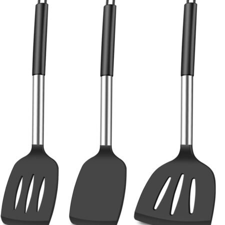 3Pcs Silicone Spatula Set Heat Resistant Spatulas for Nonstick  Fish Turner Plastic Spatulas Rubber Wok Spatula, Long Large Spatula Silicone Cooking Use Kitchen Utensils Set