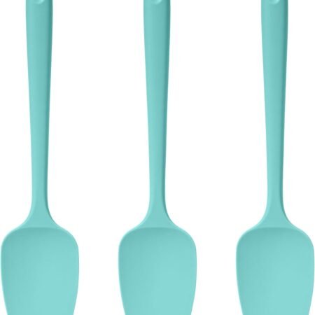 600ºF Heat Resistant Silicone Spoon Spatula Set of 3, Aqua Sky | High Heat Food Safe Seamless Kitchen Spoonula Scraper for Cooking Baking Mixing Scraping Stirring Nonstick  Pan Bowl