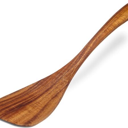 Wooden Spatula Nonstick Turner Acacia Wood, Right Long Handle Flat Frying Spatulas Handmade for Mother Wife Grandma Her Kitchen Gift, Ideal  Utensils for Cooking Eggs, Fish, Pancakes